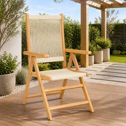 Outdoor Garden Chairs 2 Pcs Beige Foldable Reclining Acacia Wood Patio Seating