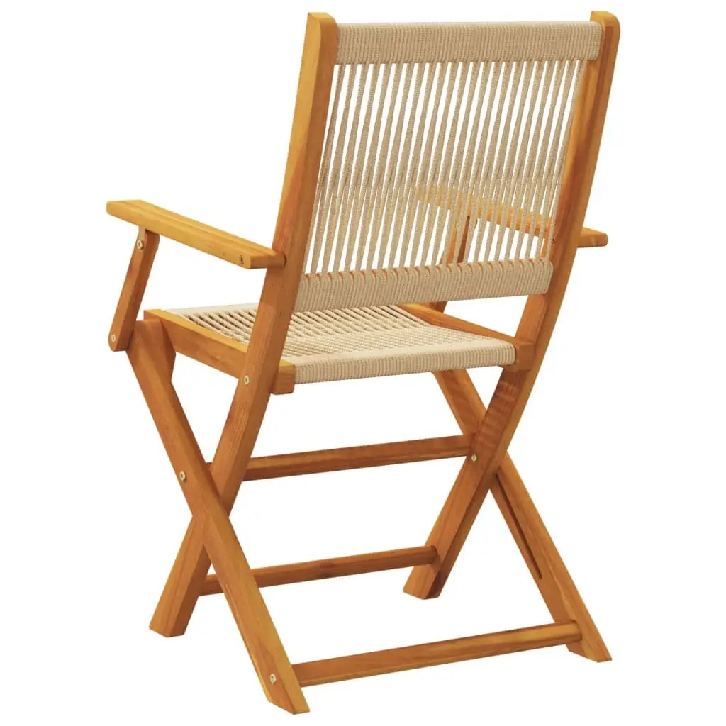 Garden Chairs 2 Pcs Beige Outdoor Seating Acacia Wood Folding Portable Design