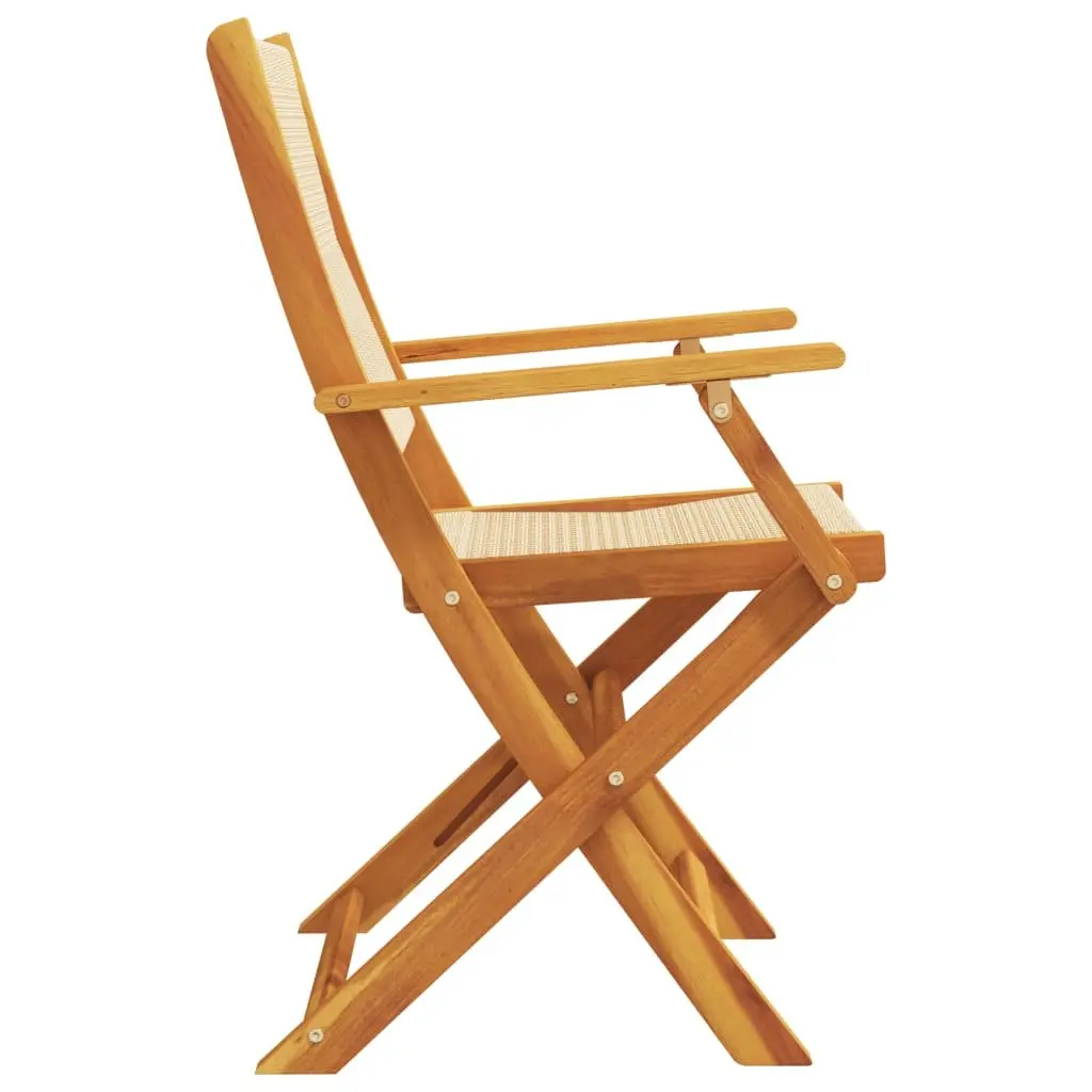 Garden Chairs 2 Pcs Beige Outdoor Seating Acacia Wood Folding Portable Design