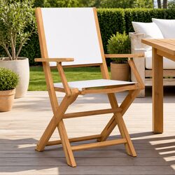 Outdoor Garden Chairs 2 Piece Set Folding White Wooden Seating Patio Furniture