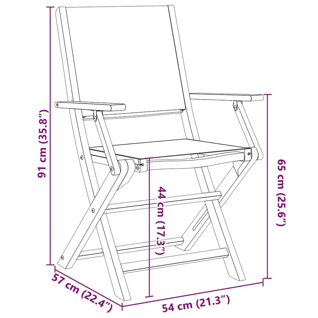 Outdoor Chairs Set of 2 Anthracite Folding Garden Seating Solid Wood Acacia