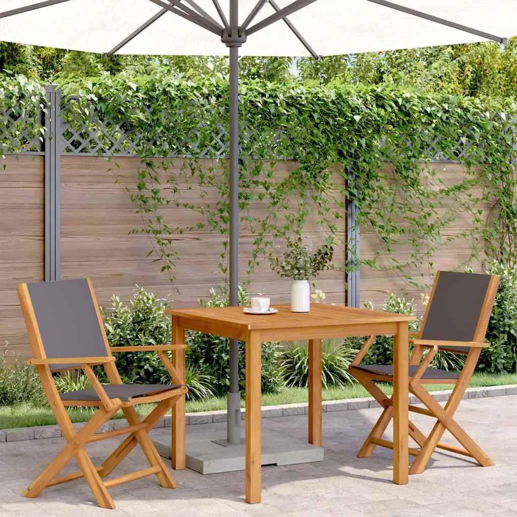 Outdoor Chairs Set of 2 Anthracite Folding Garden Seating Solid Wood Acacia