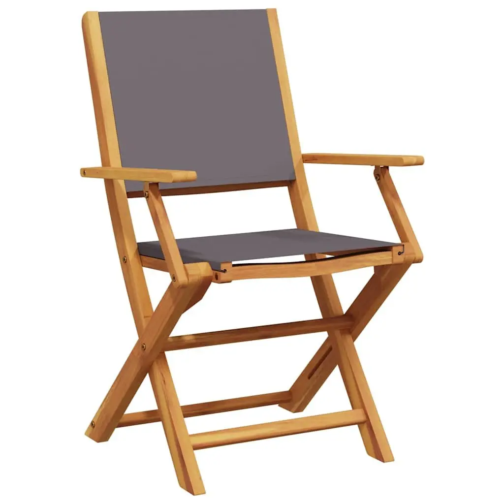 Outdoor Chairs Set of 2 Anthracite Folding Garden Seating Solid Wood Acacia