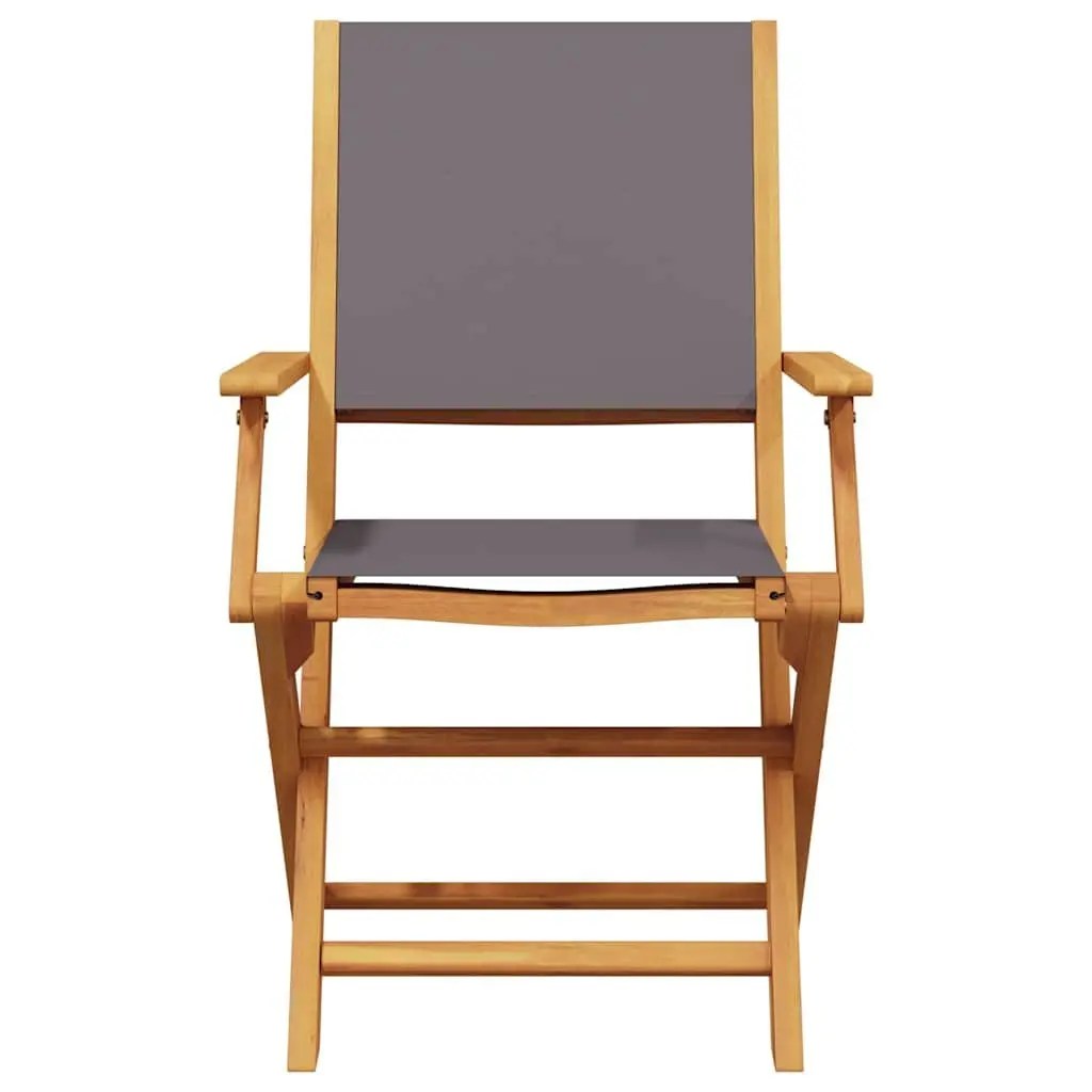 Outdoor Chairs Set of 2 Anthracite Folding Garden Seating Solid Wood Acacia