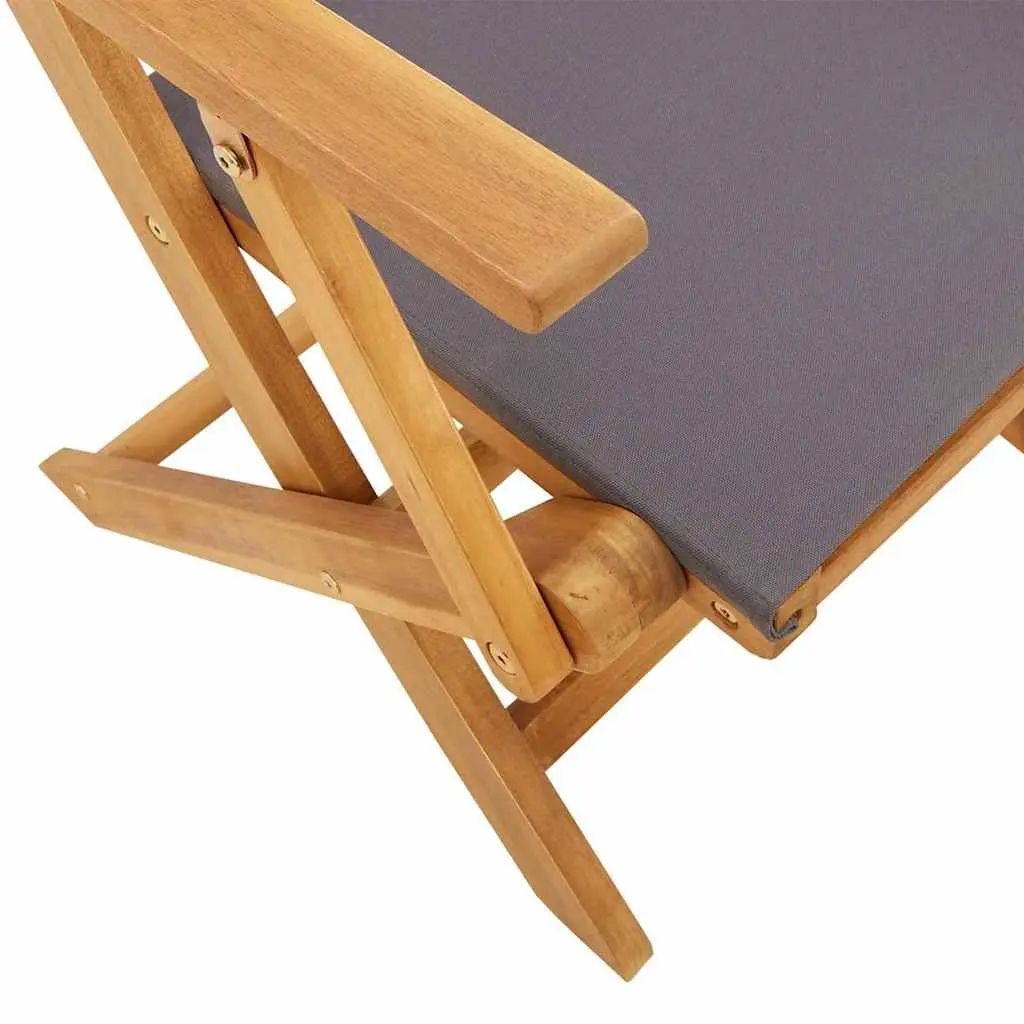 Outdoor Chairs Set of 2 Anthracite Folding Garden Seating Solid Wood Acacia
