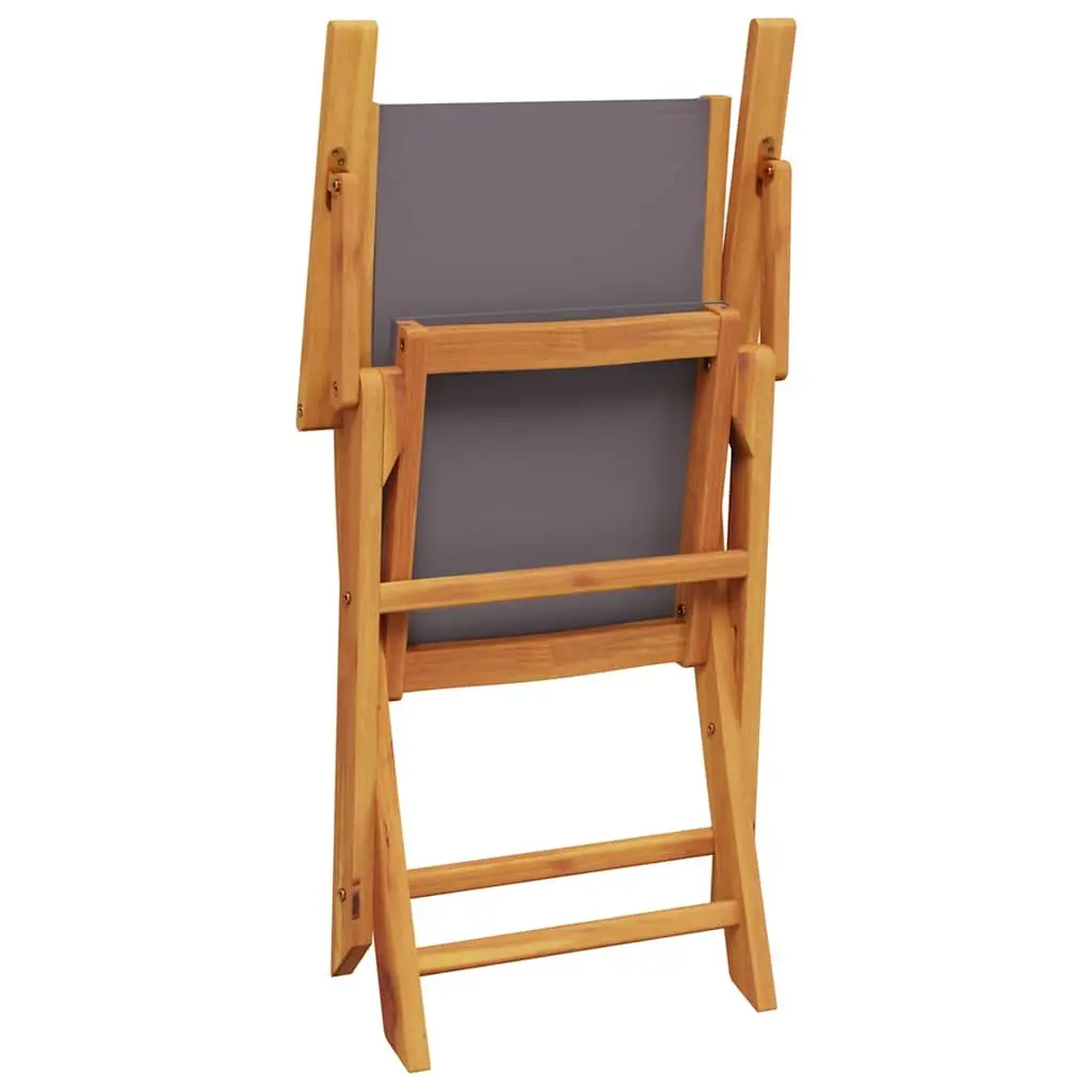 Outdoor Chairs Set of 2 Anthracite Folding Garden Seating Solid Wood Acacia