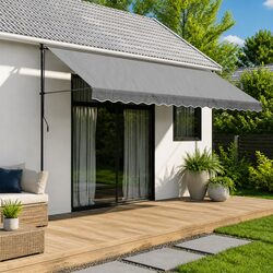Replacement Awning Valance Fabric Anthracite Stripe 4.5m Garden Outdoor Awning
