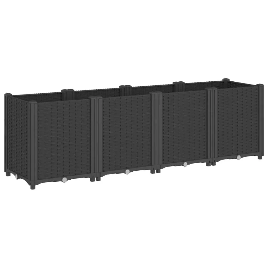 Garden Planter Black 160x40x53 cm Modular Flower Box Outdoor Patio Climbing