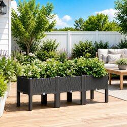Garden Planter with Legs Black 120x40x42cm Outdoor Patio Raised Flower Box
