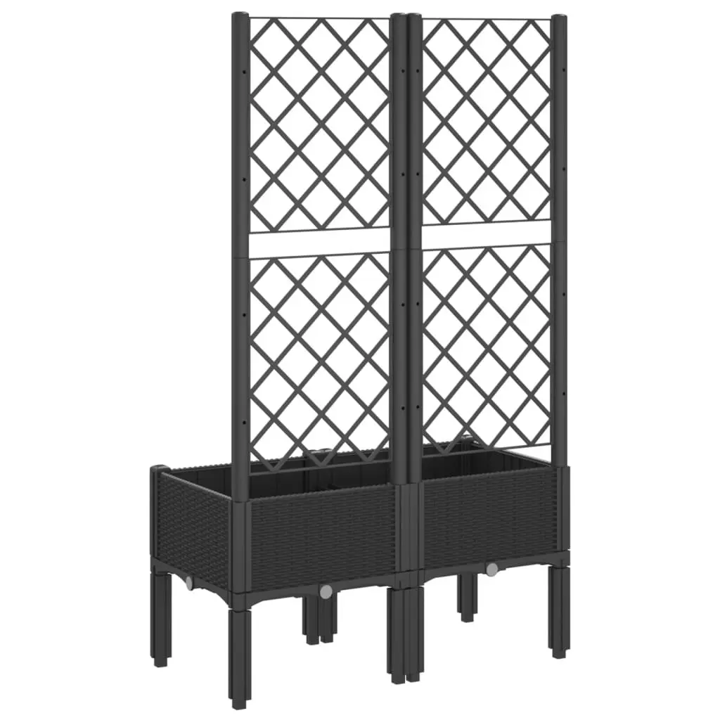 Garden Planter with Trellis Black 80x40x142cm Climbing Plants Support