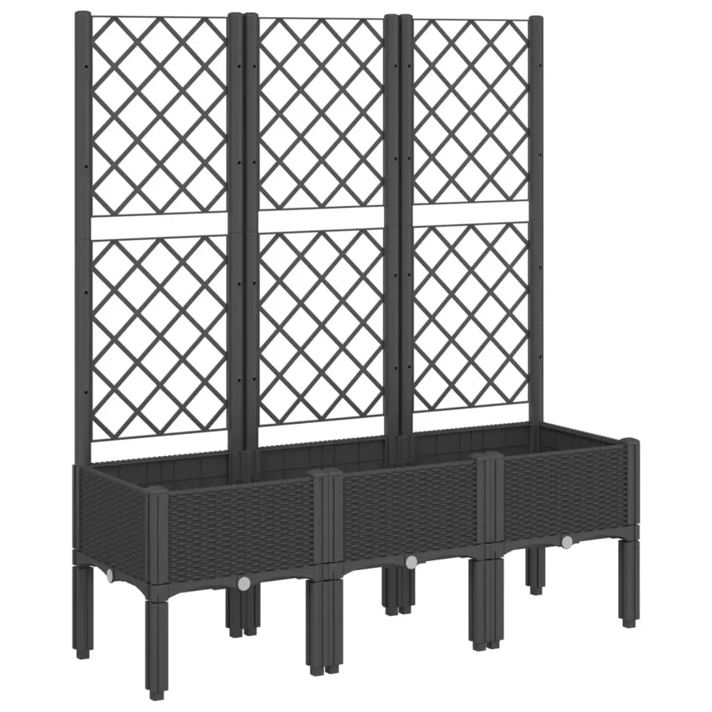 Garden Planter with Trellis Integrated Support 120x40x142cm Black