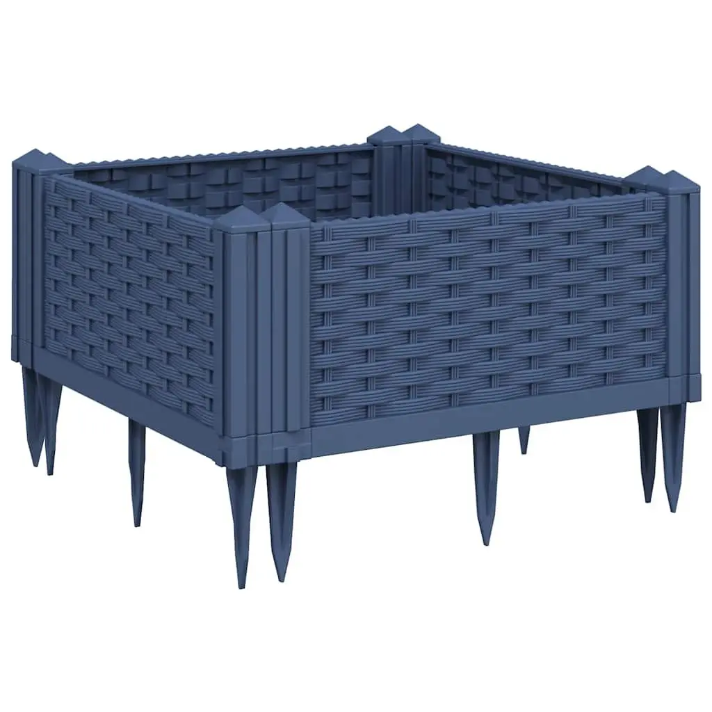 Garden Planter Modular Raised Bed Rattan Look 42.5x42.5x28.5cm Grey