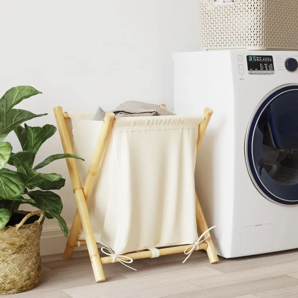 Laundry Basket Bamboo Foldable Storage Hamper Household Organizer Compact Design