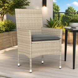Outdoor Garden Chairs with Cushions 2 pcs Grey Poly Rattan Patio Seating