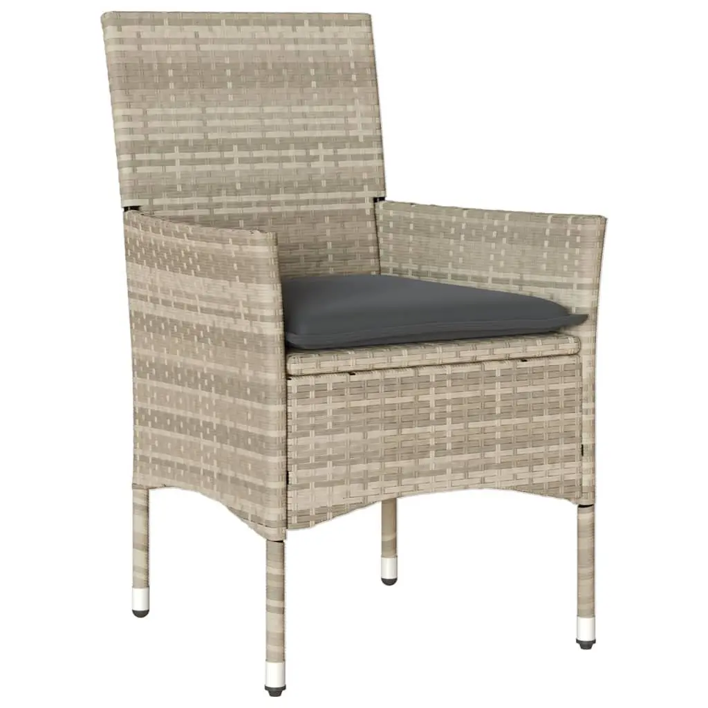Outdoor Garden Chairs with Cushions 2 pcs Grey PE Rattan Patio Seating