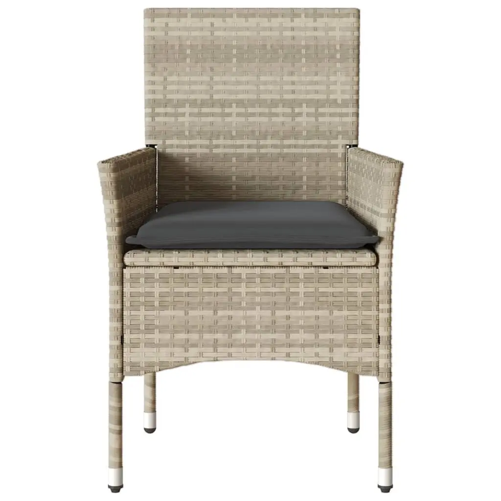 Outdoor Garden Chairs with Cushions 2 pcs Grey PE Rattan Patio Seating