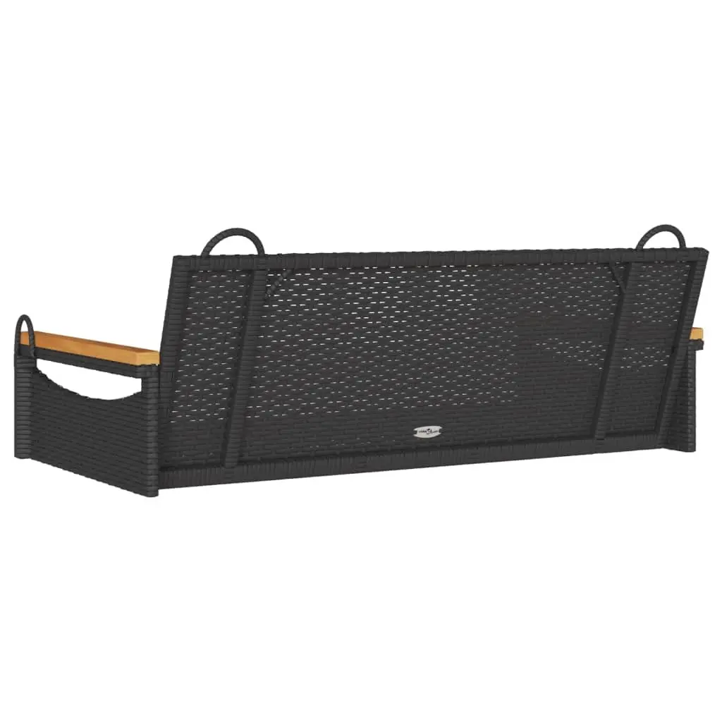 Outdoor Swing Bench PE Rattan Black Garden Hanging Seat