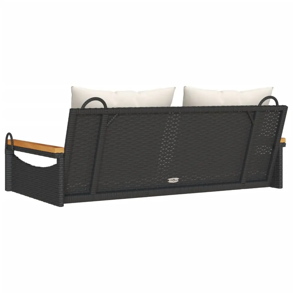 Swing Bench Outdoor Cushions Durable PE Rattan Black Patio Garden Furniture