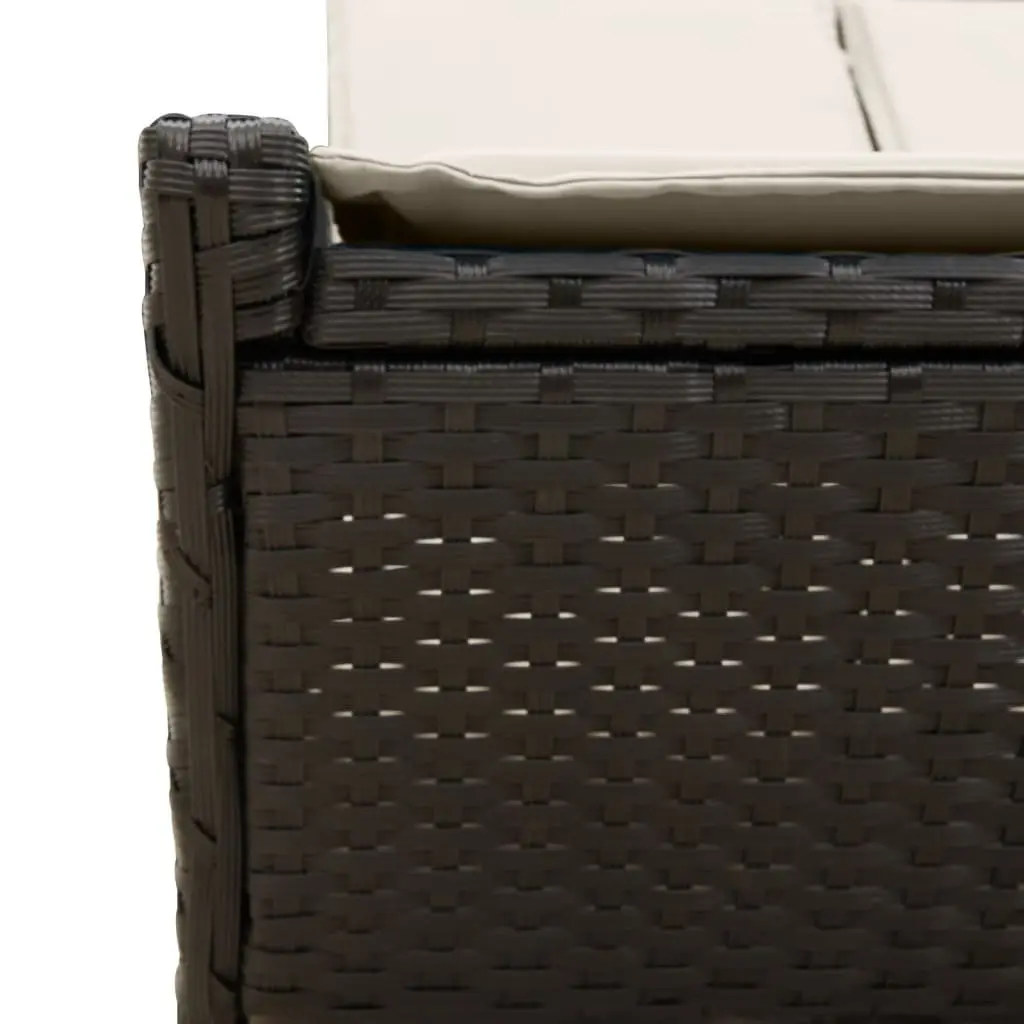 Double Sun Lounger Adjustable Backrest Black Poly Rattan