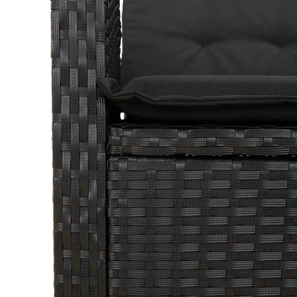 Reclining Garden Bench Adjustable Backrest Padded Cushions Black