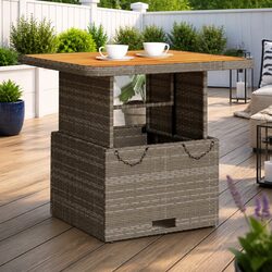 Garden Table 80x80x71cm Outdoor Patio Furniture Coffee Dining Grey Poly Rattan