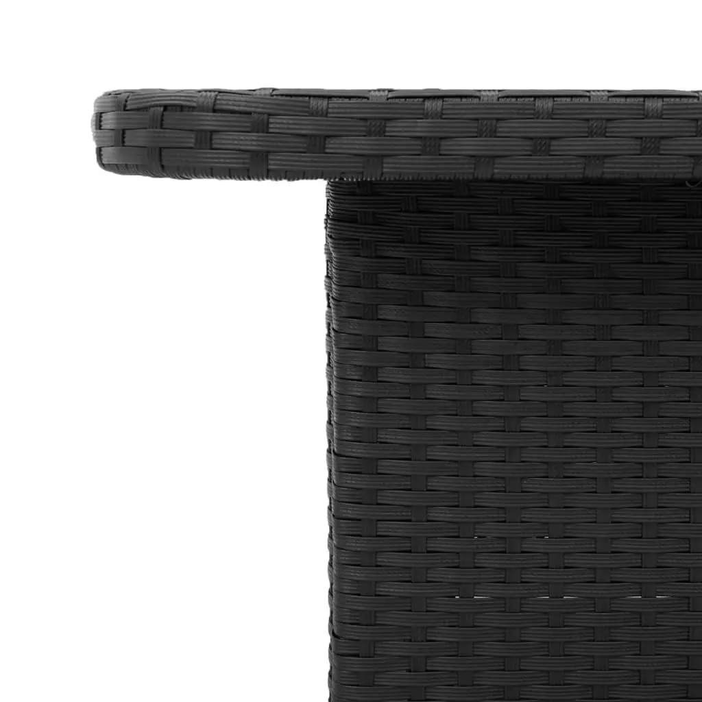 Garden Table Adjustable Height Black 110x110x71 cm Poly Rattan Acacia Wood Top