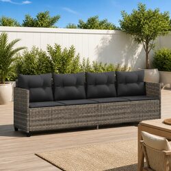 Sun Lounger with Cushions Grey Outdoor Garden Patio Recliner Chair Lounging