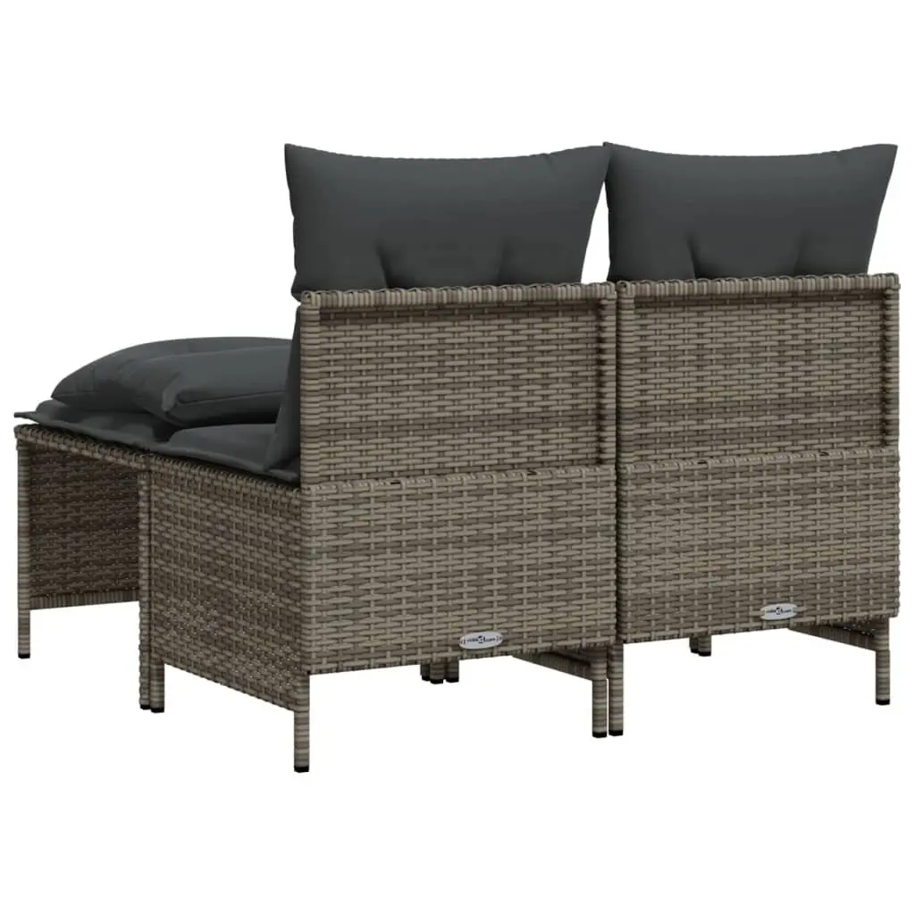 4 Piece Outdoor Garden Sofa Set with Cushions Grey Poly Rattan Patio Furniture