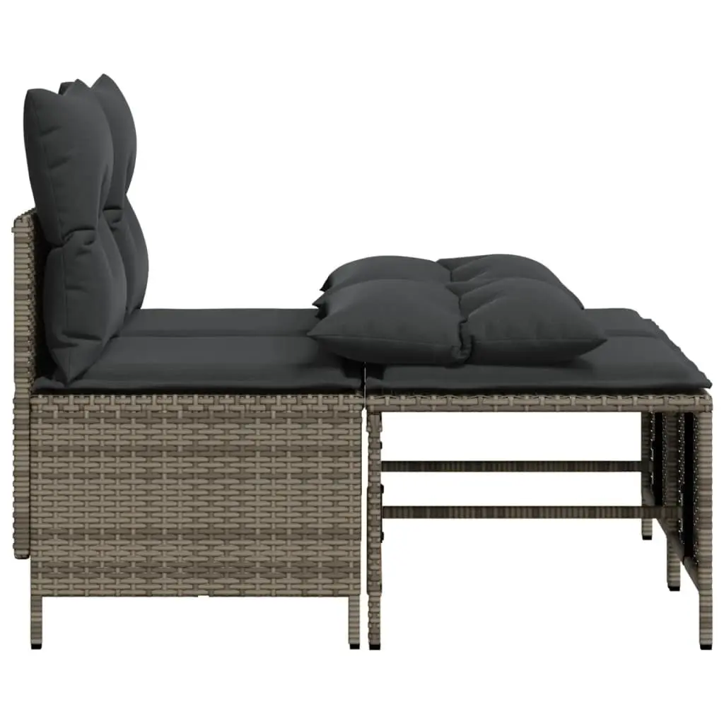 4 Piece Outdoor Garden Sofa Set with Cushions Grey Poly Rattan Patio Furniture
