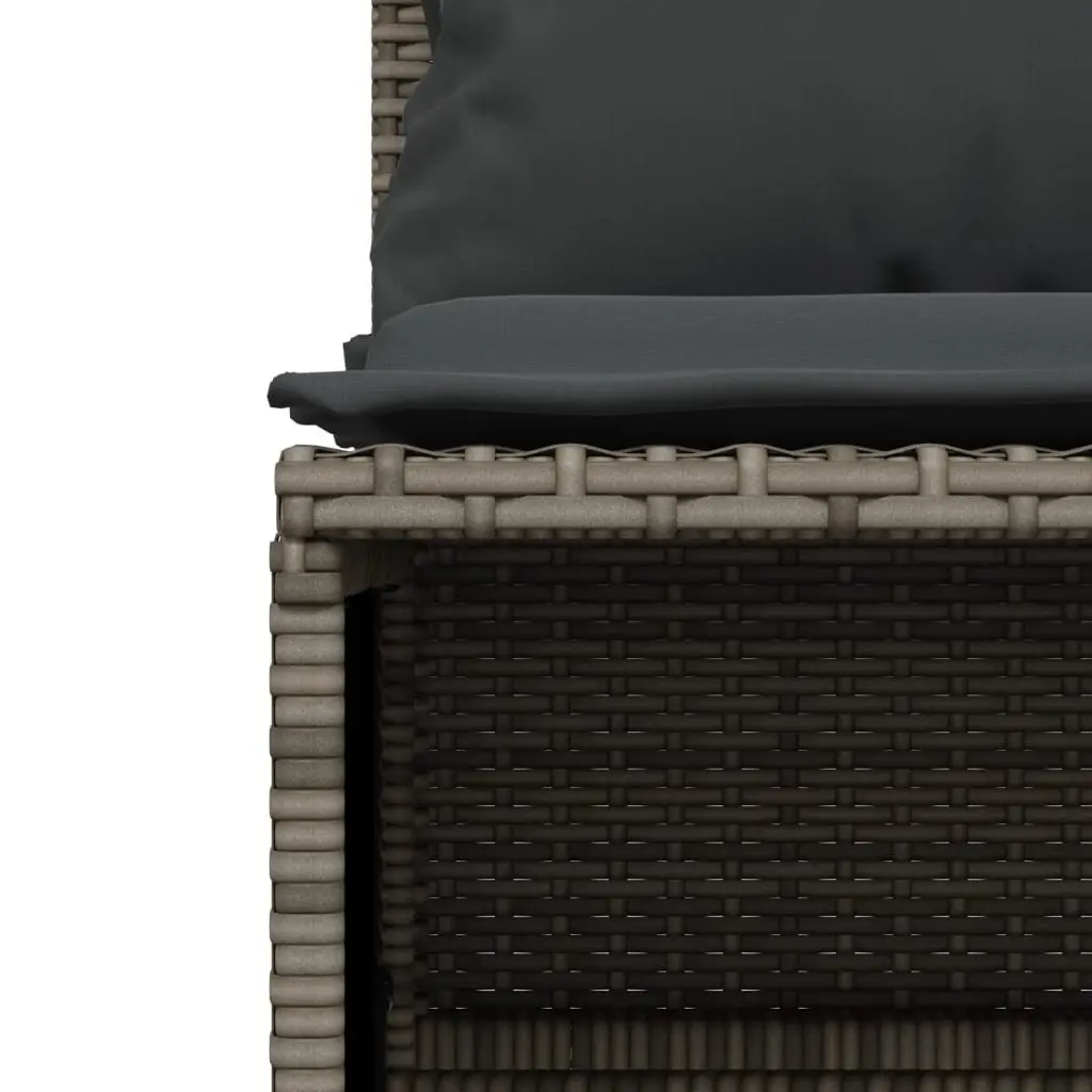 4 Piece Outdoor Garden Sofa Set with Cushions Grey Poly Rattan Patio Furniture