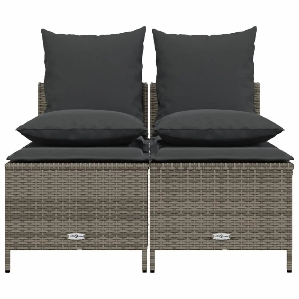 4 Piece Outdoor Garden Sofa Set Grey Poly Rattan with Cushions Patio Furniture