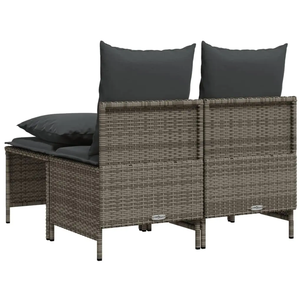 4 Piece Outdoor Garden Sofa Set Grey Poly Rattan with Cushions Patio Furniture