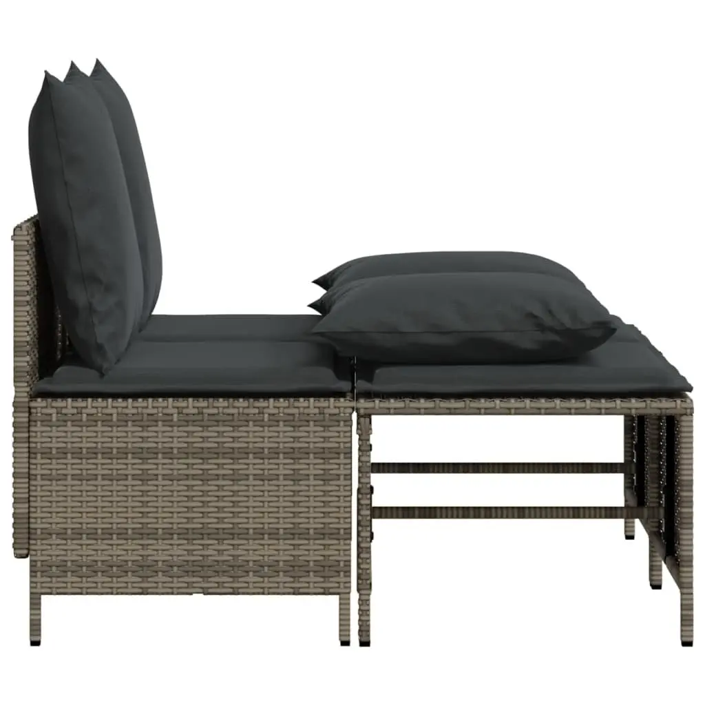 4 Piece Outdoor Garden Sofa Set Grey Poly Rattan with Cushions Patio Furniture