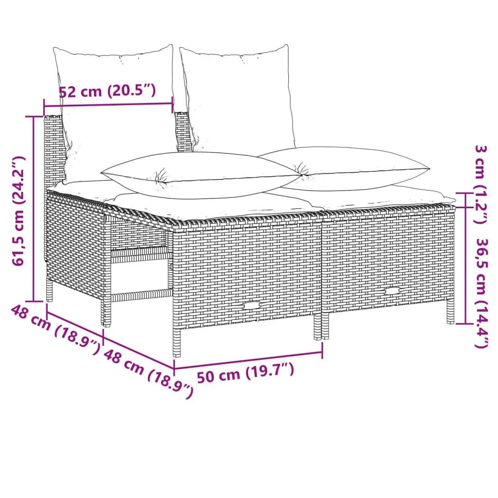 4 Piece Outdoor Garden Sofa Set Grey Poly Rattan with Cushions Patio Furniture