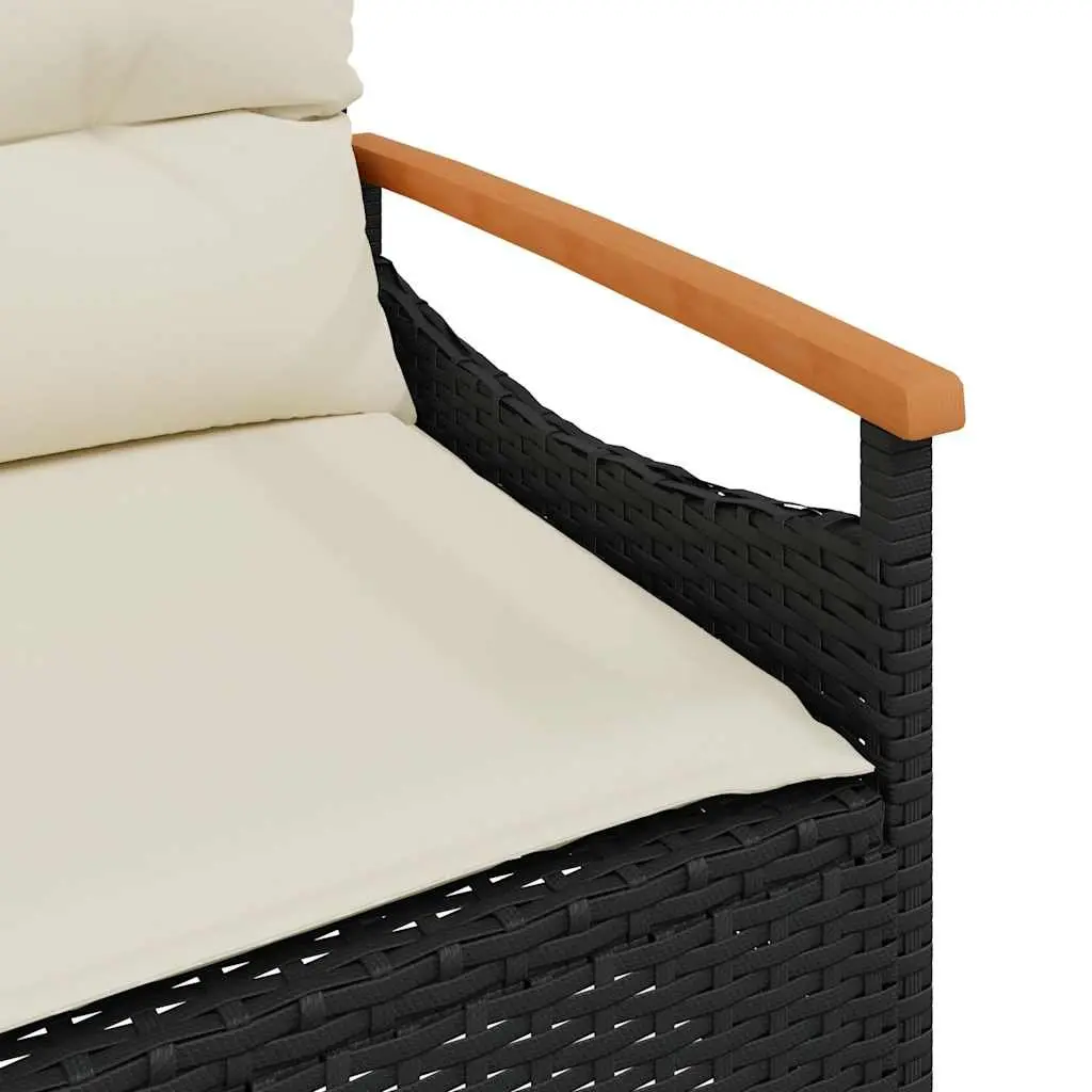 3 Piece Outdoor Garden Sofa Set with Cushions Black Poly Rattan Patio Furniture