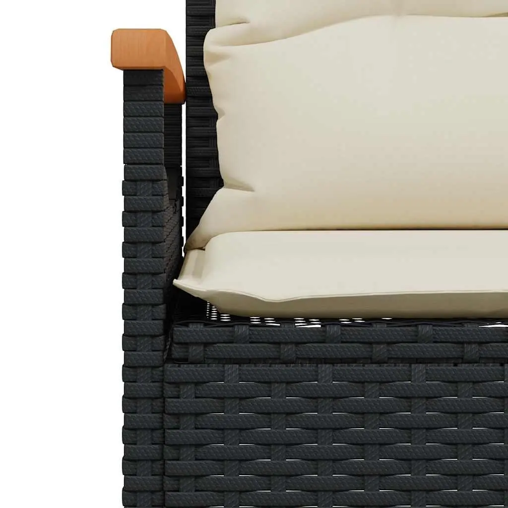 3 Piece Outdoor Garden Sofa Set with Cushions Black Poly Rattan Patio Furniture