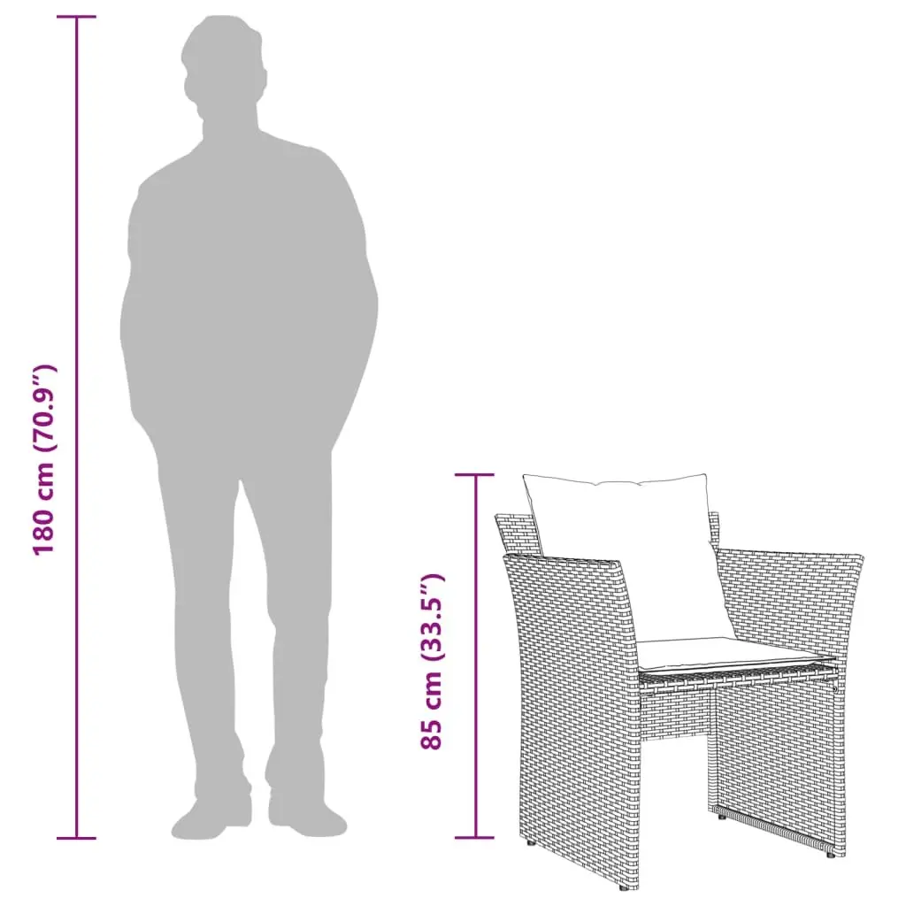 Garden Chair with Footstool Grey Poly Rattan Outdoor Armchair Patio Seat