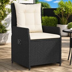 Outdoor Reclining Garden Chairs Set of 2 Black Poly Rattan Adjustable Backrest