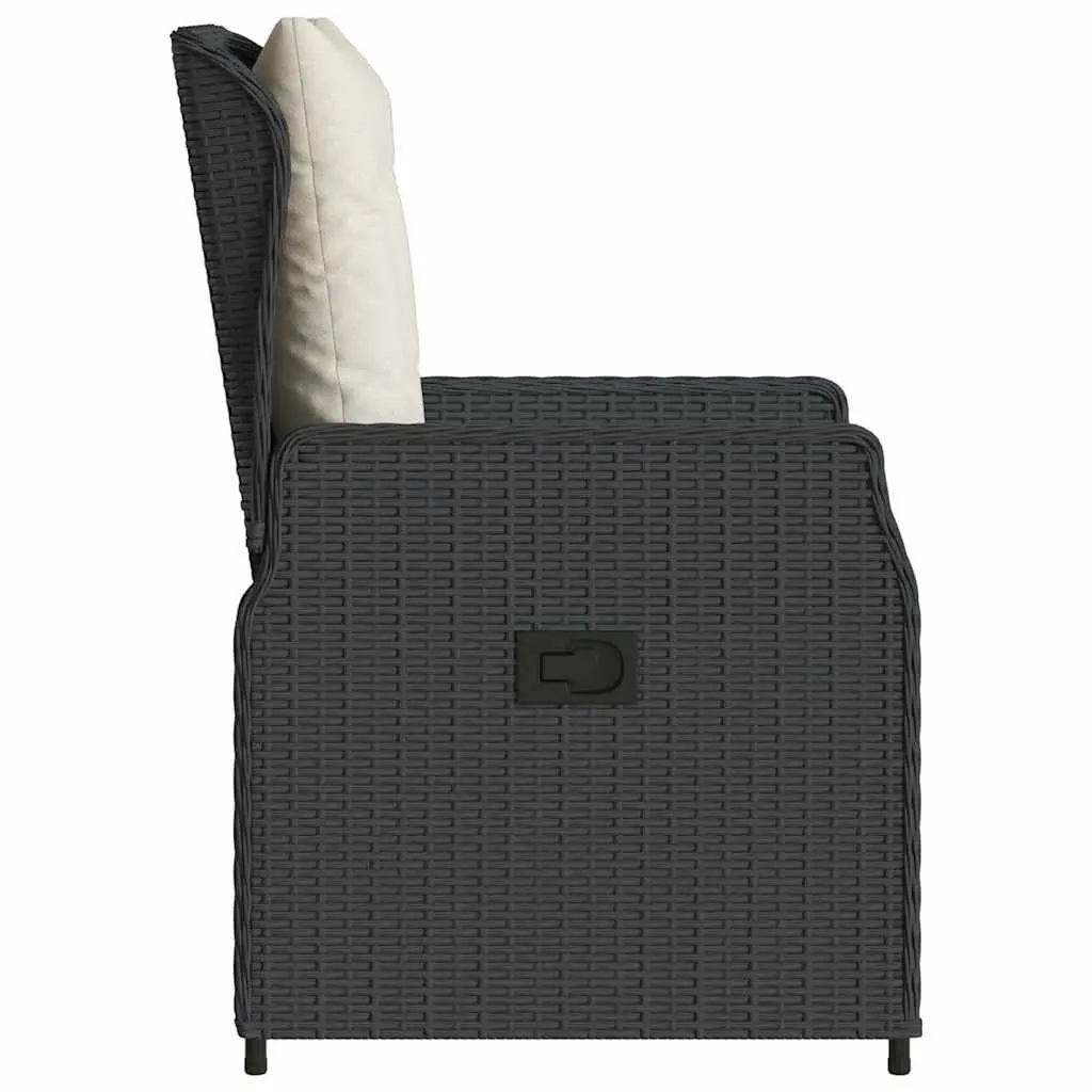 Outdoor Reclining Garden Chairs Adjustable Backrest 2 Piece Black Poly Rattan