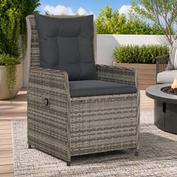 Outdoor Reclining Garden Chairs 2 pcs Grey Poly Rattan Adjustable Backrest