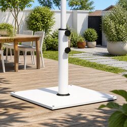 Square Parasol Base White 17kg Umbrella Stand Ø32/38/48mm Pole Adapter Outdoor
