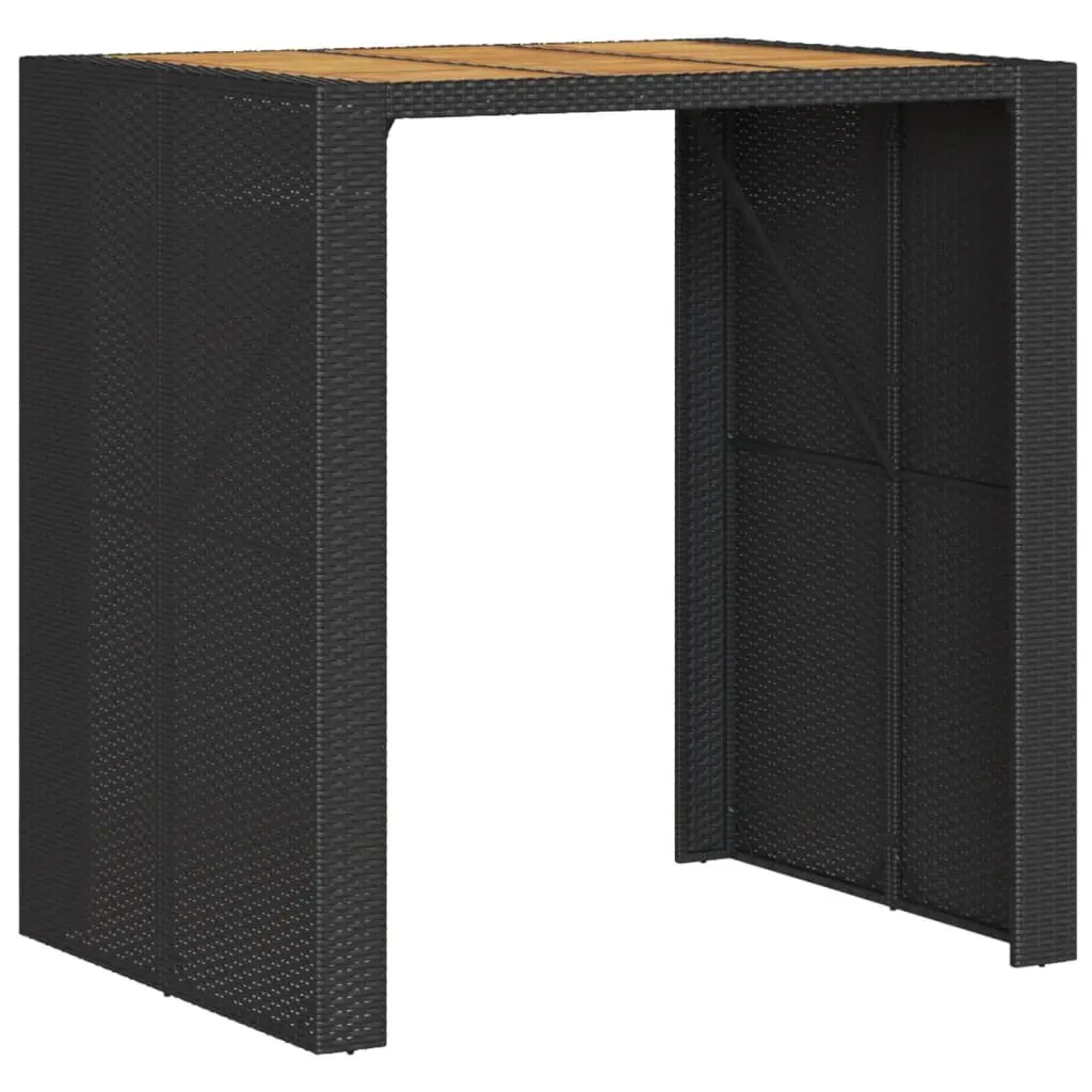 Outdoor Bar Table Garden Patio Furniture with Acacia Wood Top Black 105x80x110cm