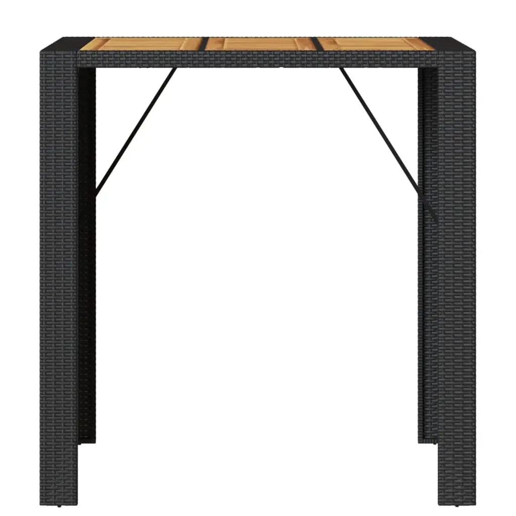Outdoor Bar Table Garden Patio Furniture with Acacia Wood Top Black 105x80x110cm