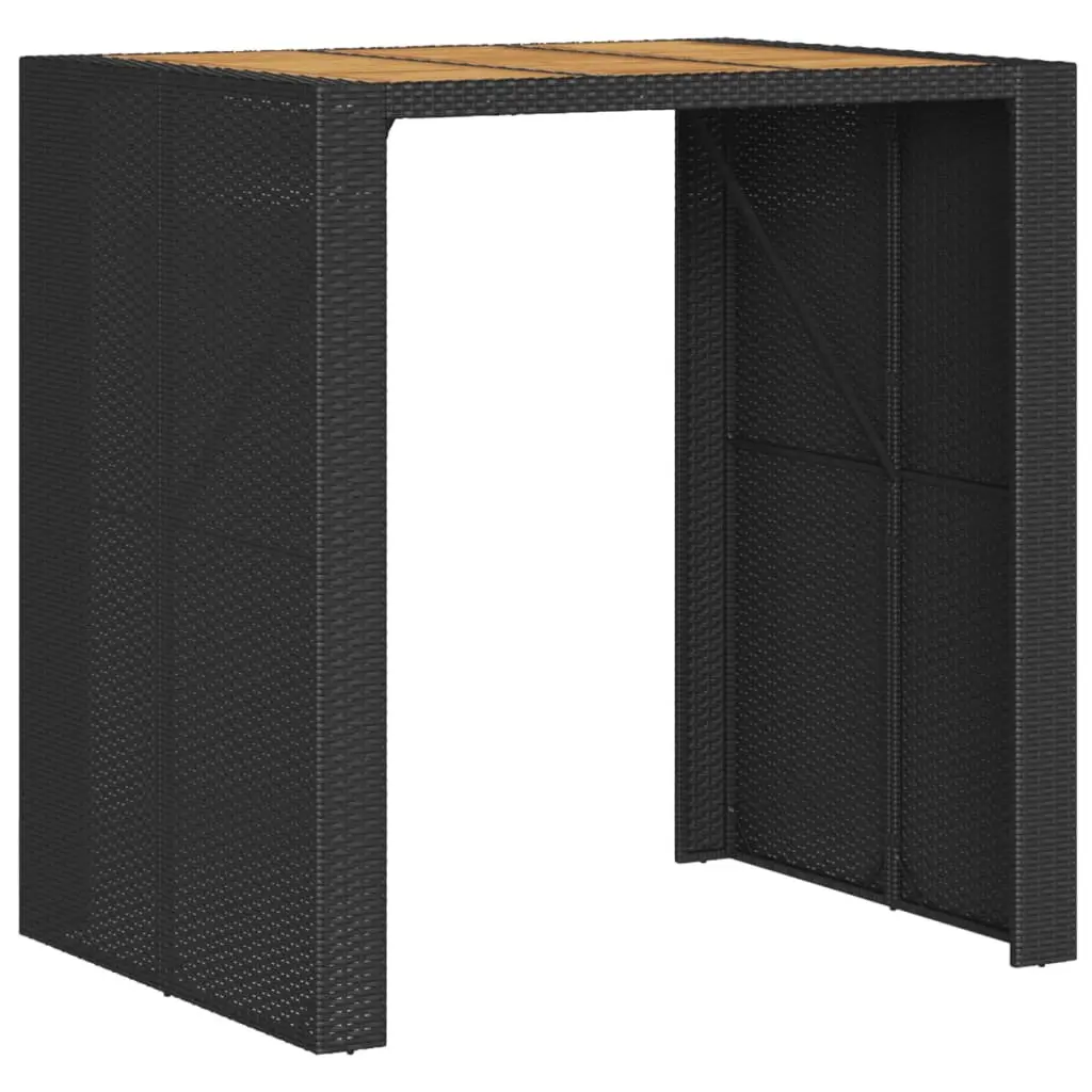 Outdoor Bar Table Garden Patio Furniture with Acacia Wood Top Black 105x80x110cm