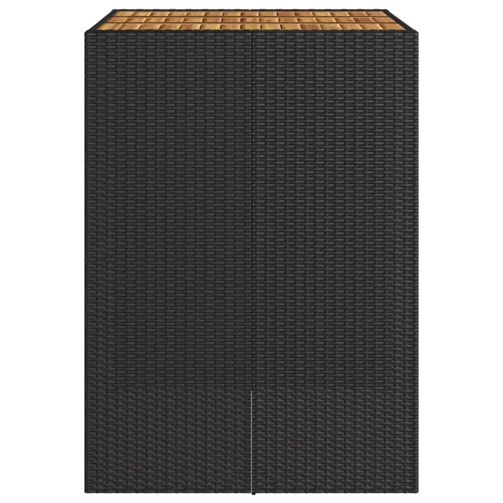 Outdoor Bar Table Garden Patio Furniture with Acacia Wood Top Black 105x80x110cm