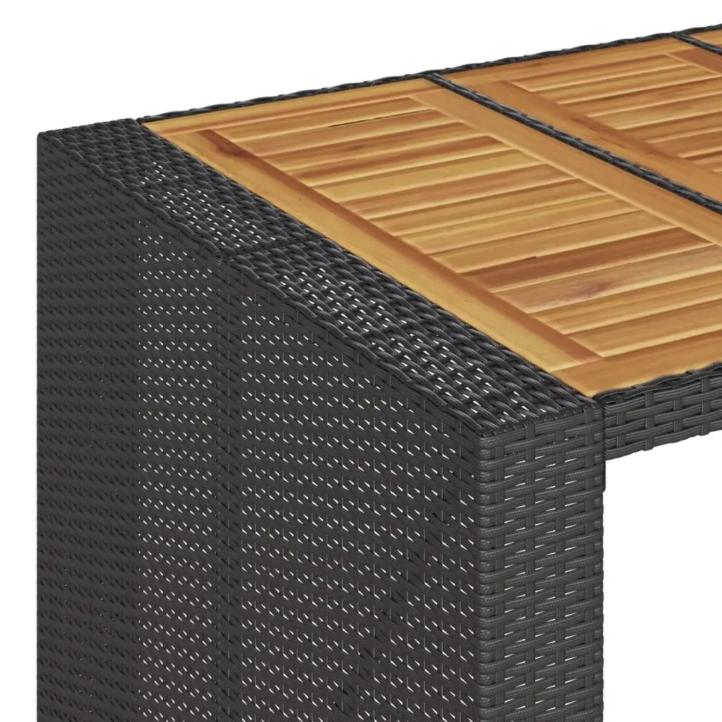 Outdoor Bar Table Garden Patio Furniture with Acacia Wood Top Black 105x80x110cm
