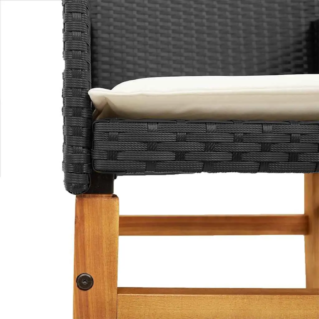 Garden Chairs Outdoor Seating 2 Piece Set Black PE Rattan with Cushions