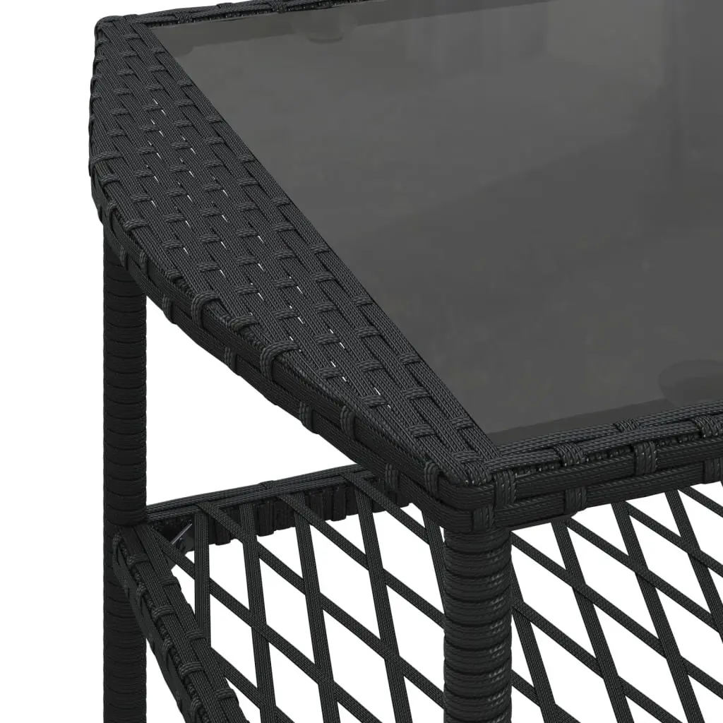 4 Piece Outdoor Garden Sofa Set Black Poly Rattan Lounge Patio Furniture with