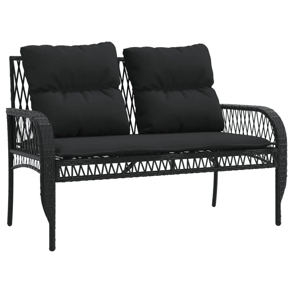 4 Piece Outdoor Garden Sofa Set Black Poly Rattan Lounge Patio Furniture with