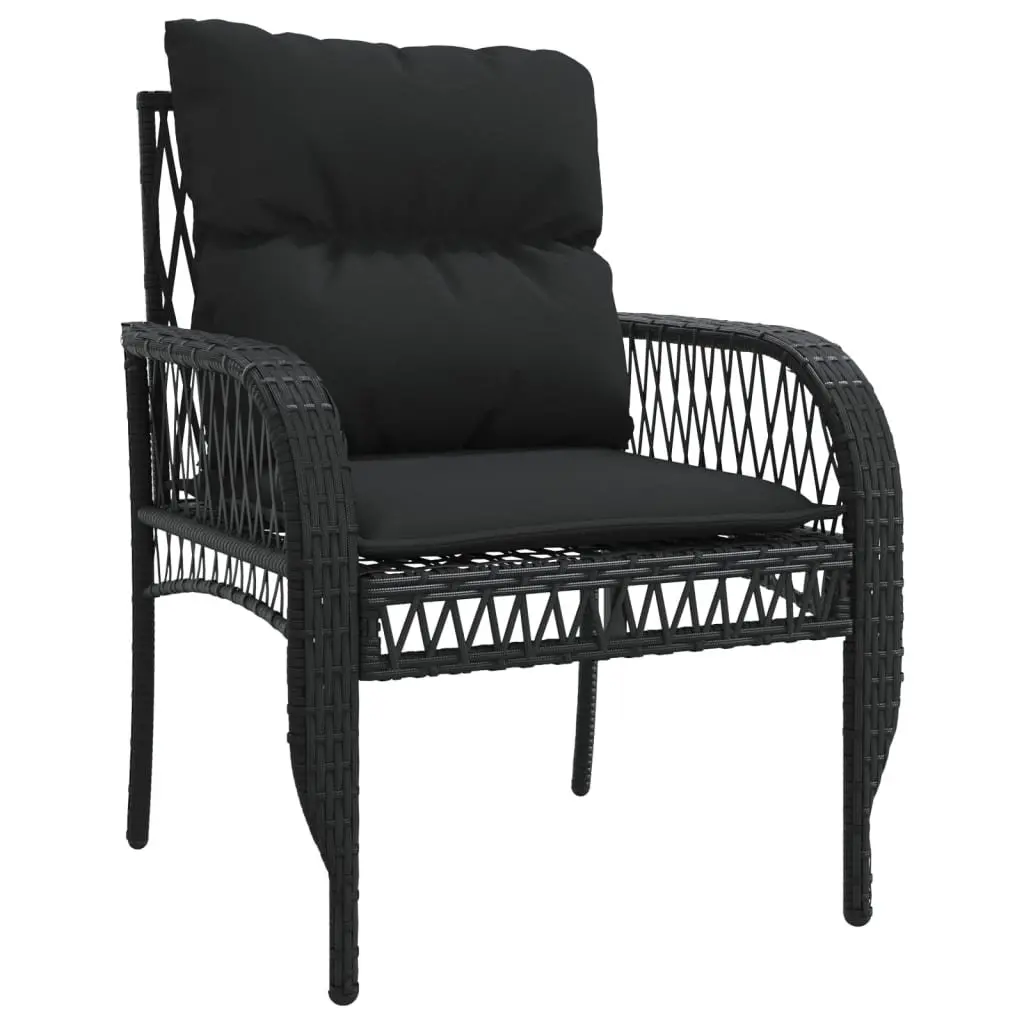 4 Piece Outdoor Garden Sofa Set Black Poly Rattan Lounge Patio Furniture with